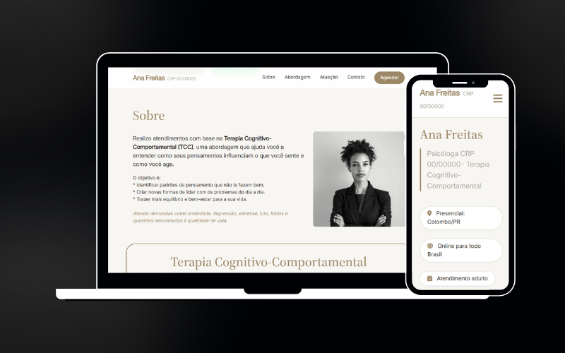 Demonstração de site para psicóloga — layout essencial Ana Freitas