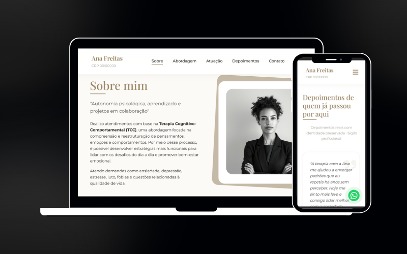Demonstração de site para psicóloga — layout premium Ana Freitas