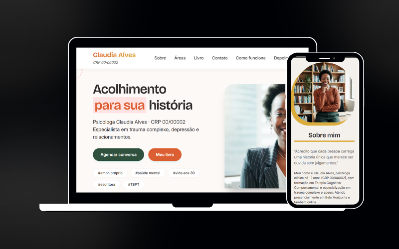 Demonstração de site para psicóloga — layout profissional Ana Julia