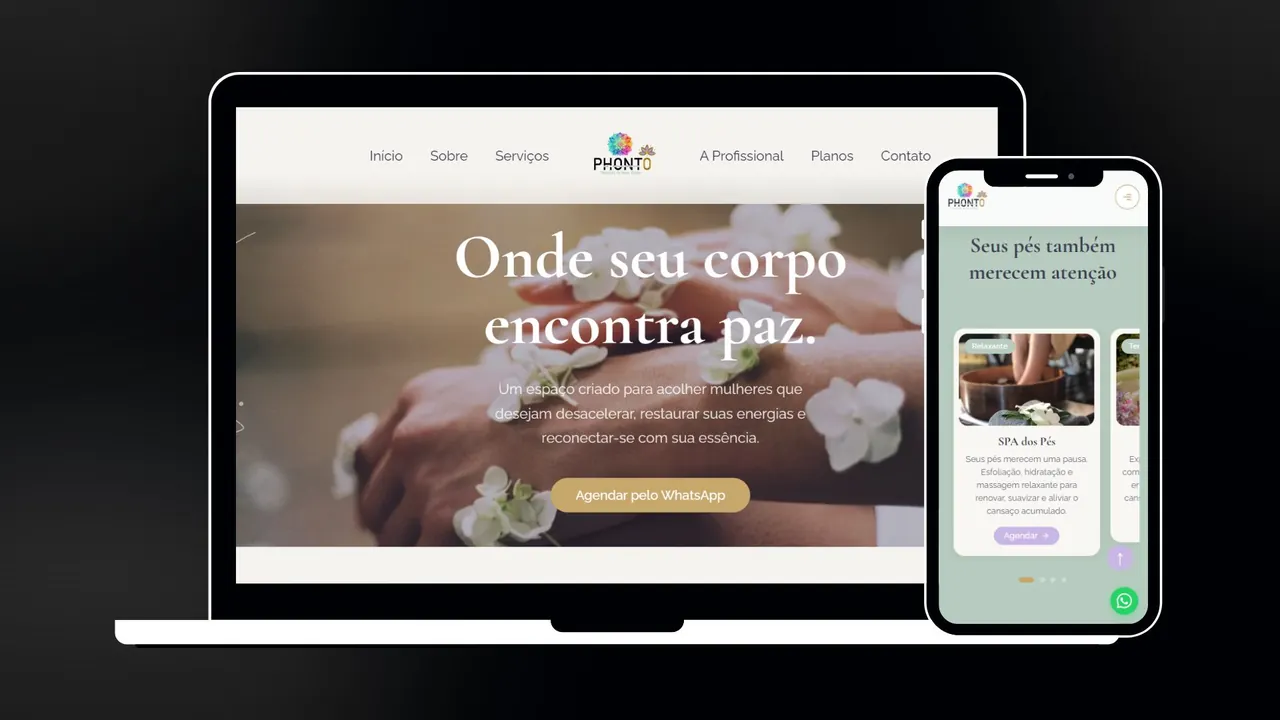 Landing page do espaço de massagem Phonto de Equilibrium