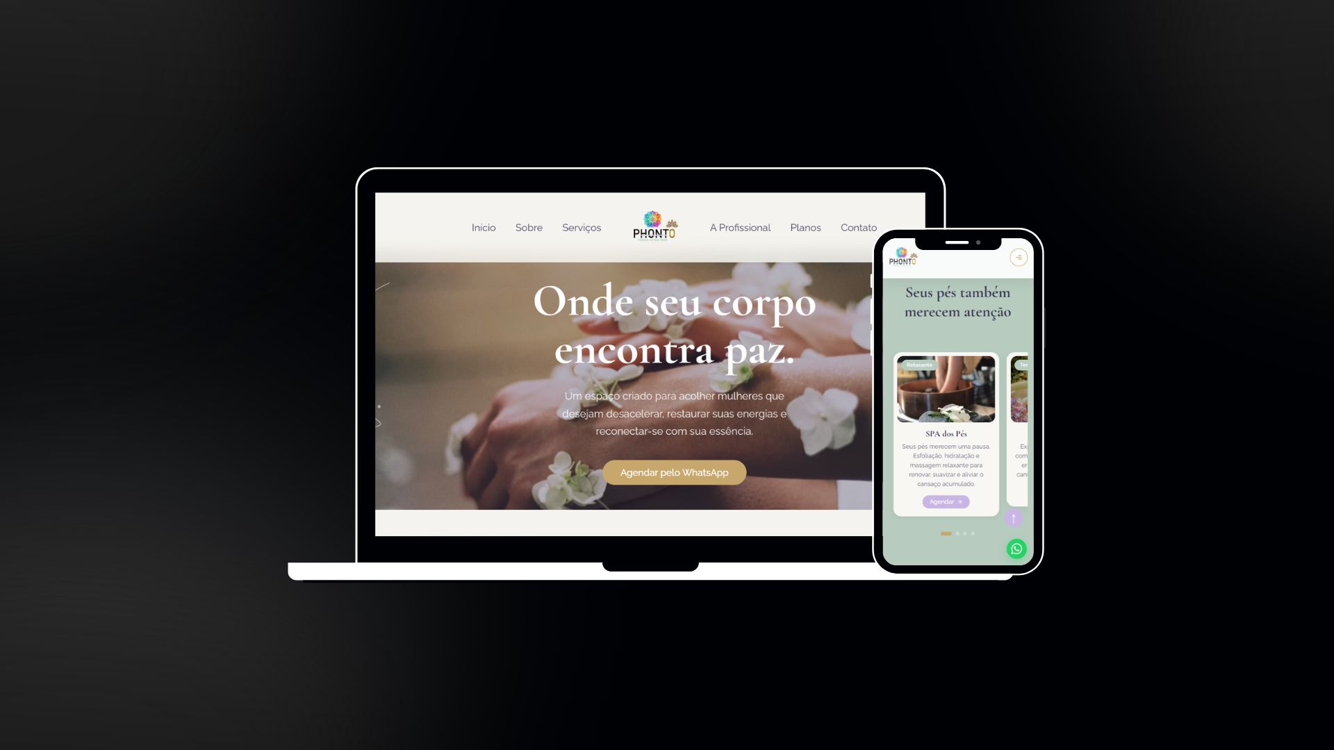 Landing page do espaço de massagem Phonto de Equilibrium