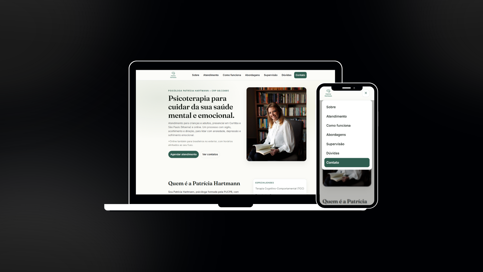 Site da Psicóloga Patrícia Hartmann — desenvolvido por Chayene de Souza