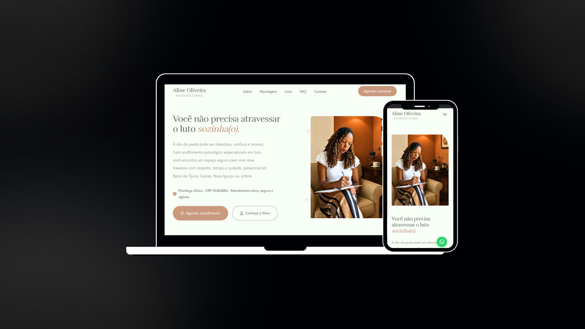 Site da psicóloga Aline Oliveira da Encarnação