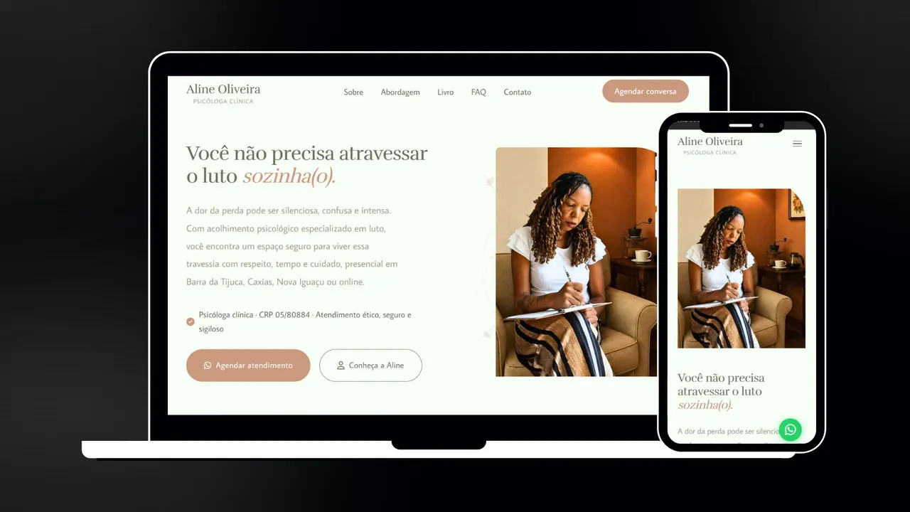 Site da psicóloga Aline Oliveira da Encarnação